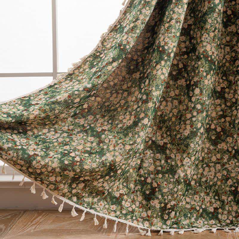 Ownkoti Cottage Style Green Floral Tassel Curtain - image 4