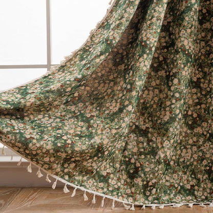 Ownkoti Cottage Style Green Floral Tassel Curtain - image 4