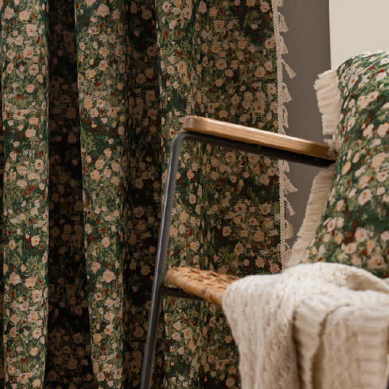 Ownkoti Cottage Style Green Floral Tassel Curtain - image 6