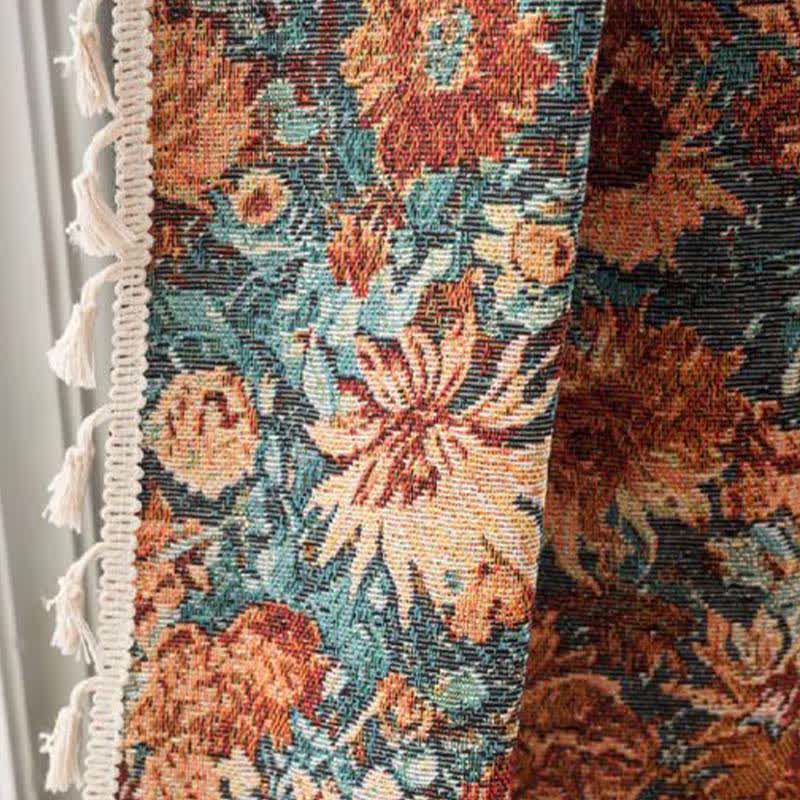 Ownkoti Oil Painting Style Floral Tassel Curtains - image 3
