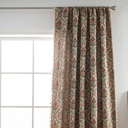 Ownkoti Cottage Style Floral & Leaf Tassel Curtain - image 1