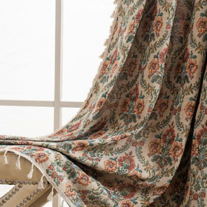 Ownkoti Cottage Style Floral & Leaf Tassel Curtain - image 2