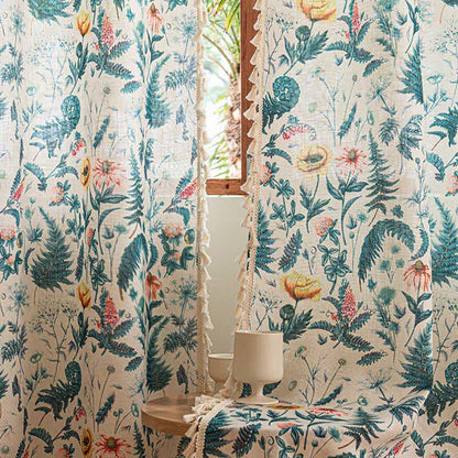 Ownkoti Tropical Style Botanical Floral Tassel Curtain - image 5