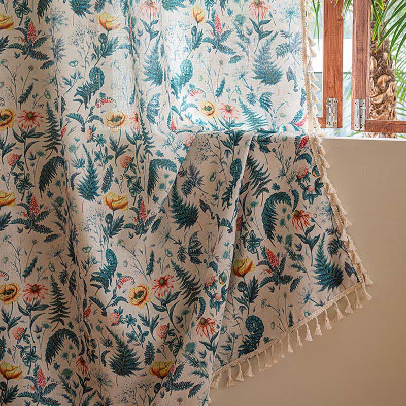 Ownkoti Tropical Style Botanical Floral Tassel Curtain - image 8