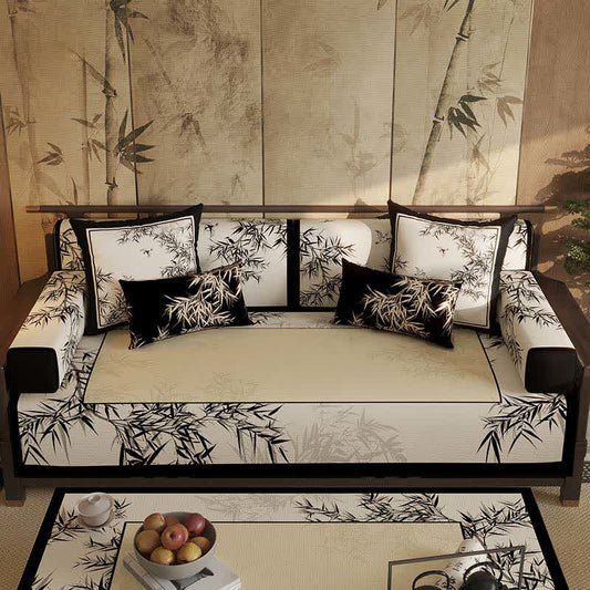 Ownkoti Vintage Elegant Bamboo Leaf Sofa Slipcover - Sofa Protector - 43" x 110" - image 0