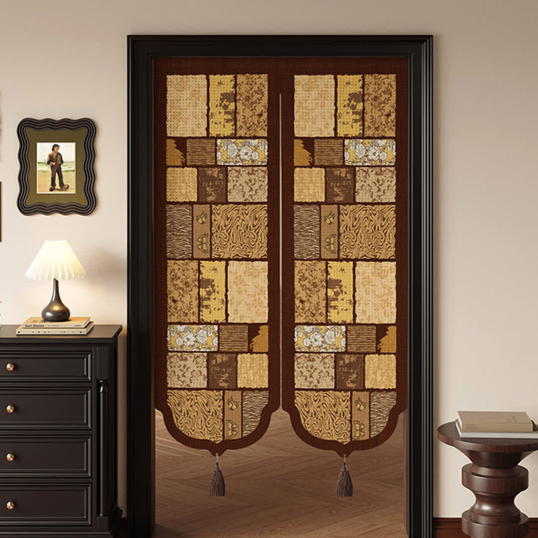 Ownkoti Vintage Wood-Tone Room Divider Door Curtain - image 0