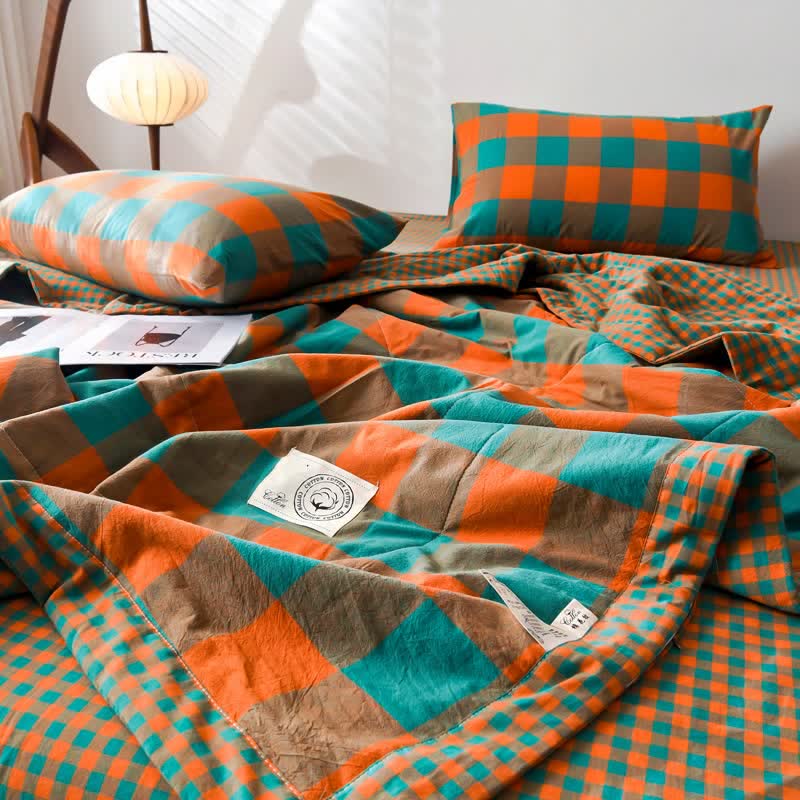 Ownkoti Yarn-dyed Plaid Pure Cotton Vintage Bedding - image 6