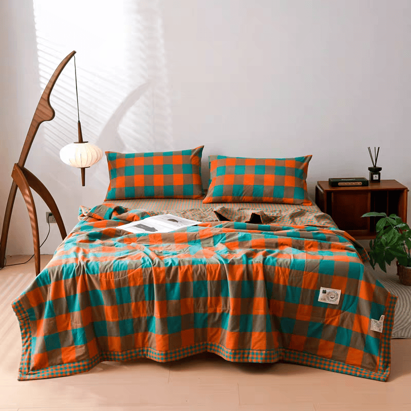 Ownkoti Yarn-dyed Plaid Pure Cotton Vintage Bedding - image 5