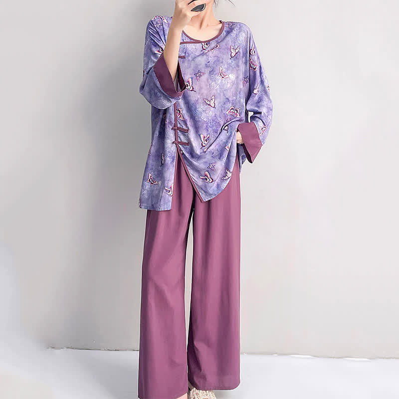 Ownkoti Purple Butterfly Eastern-Inspired Loungewear Set - image 2