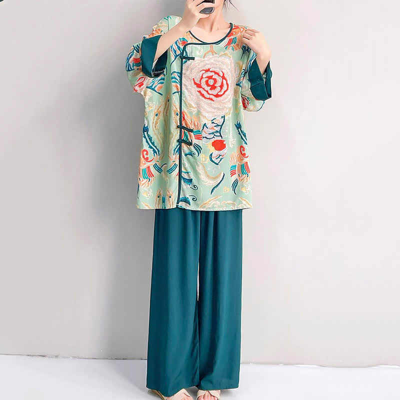 Ownkoti Retro Floral Eastern-Inspired Loungewear Set - image 2