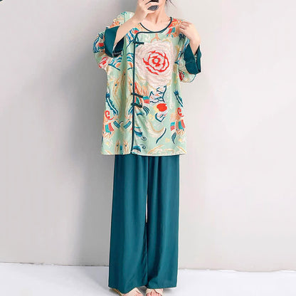 Ownkoti Retro Floral Eastern-Inspired Loungewear Set - image 2