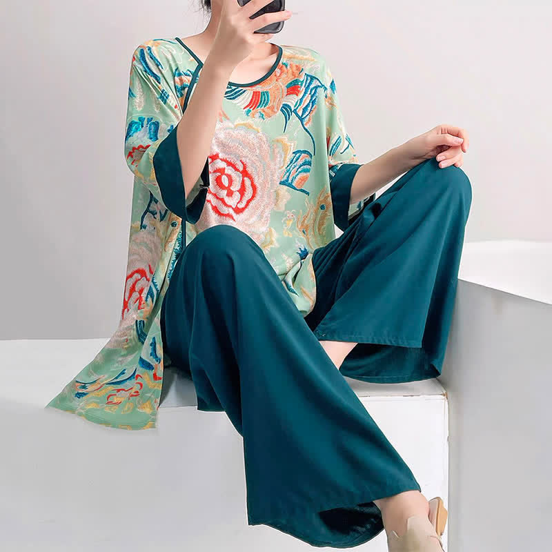 Ownkoti Retro Floral Eastern-Inspired Loungewear Set - image 4