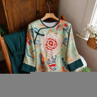 Ownkoti Retro Floral Eastern-Inspired Loungewear Set - image 10