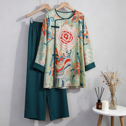 Ownkoti Retro Floral Eastern-Inspired Loungewear Set - image 9