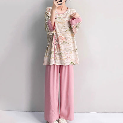 Ownkoti Oriental Landscape Eastern-Inspired Loungewear Set - image 2
