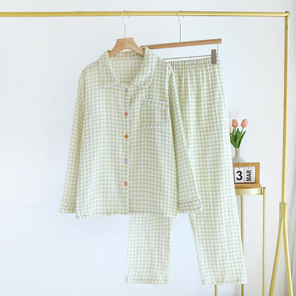 Ownkoti Gingham Pure Cotton Pajama Set - Green - XL - image 15