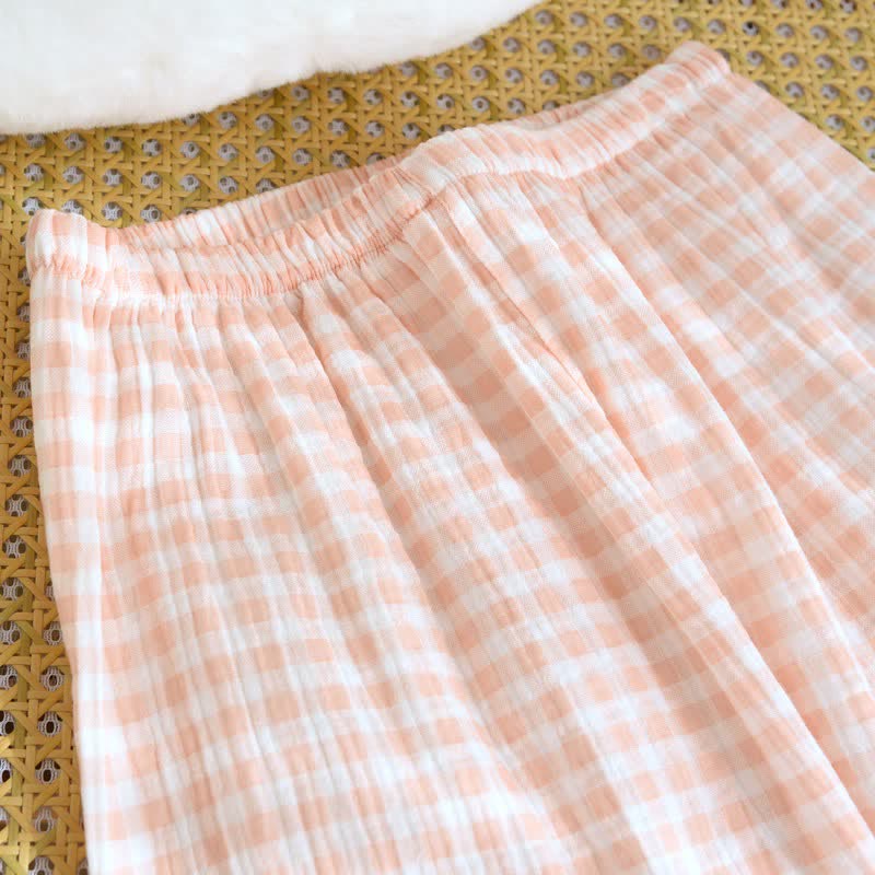 Ownkoti Gingham Cotton Gauze Pajamas with Colorful Buttons - image 14