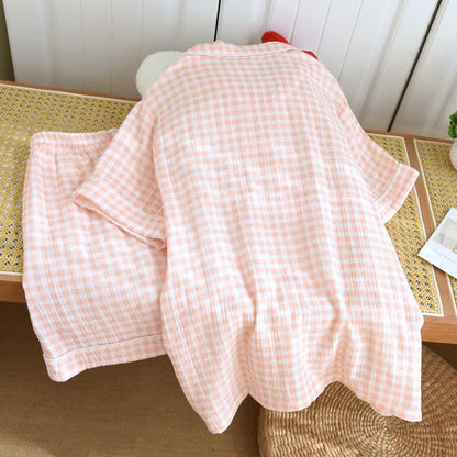 Ownkoti Gingham Cotton Gauze Pajamas with Colorful Buttons - image 6