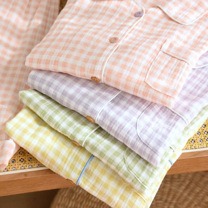 Ownkoti Gingham Cotton Gauze Pajamas with Colorful Buttons - image 3