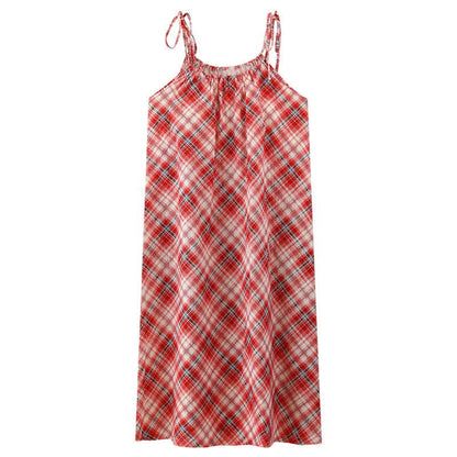 Ownkoti Red Plaid Tie Straps Nightgown - image 7