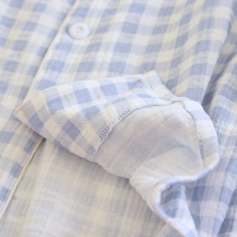 Ownkoti Matching Couples Plaid Cotton Gauze Pajamas - image 14