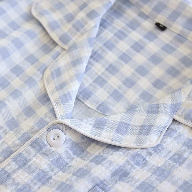 Ownkoti Matching Couples Plaid Cotton Gauze Pajamas - image 10