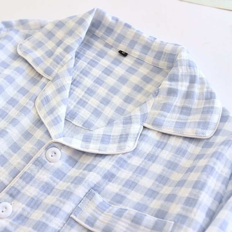 Ownkoti Matching Couples Plaid Cotton Gauze Pajamas - image 8