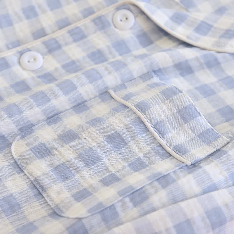 Ownkoti Matching Couples Plaid Cotton Gauze Pajamas - image 11