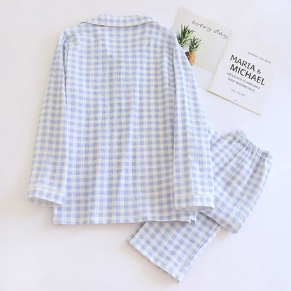 Ownkoti Matching Couples Plaid Cotton Gauze Pajamas - image 7