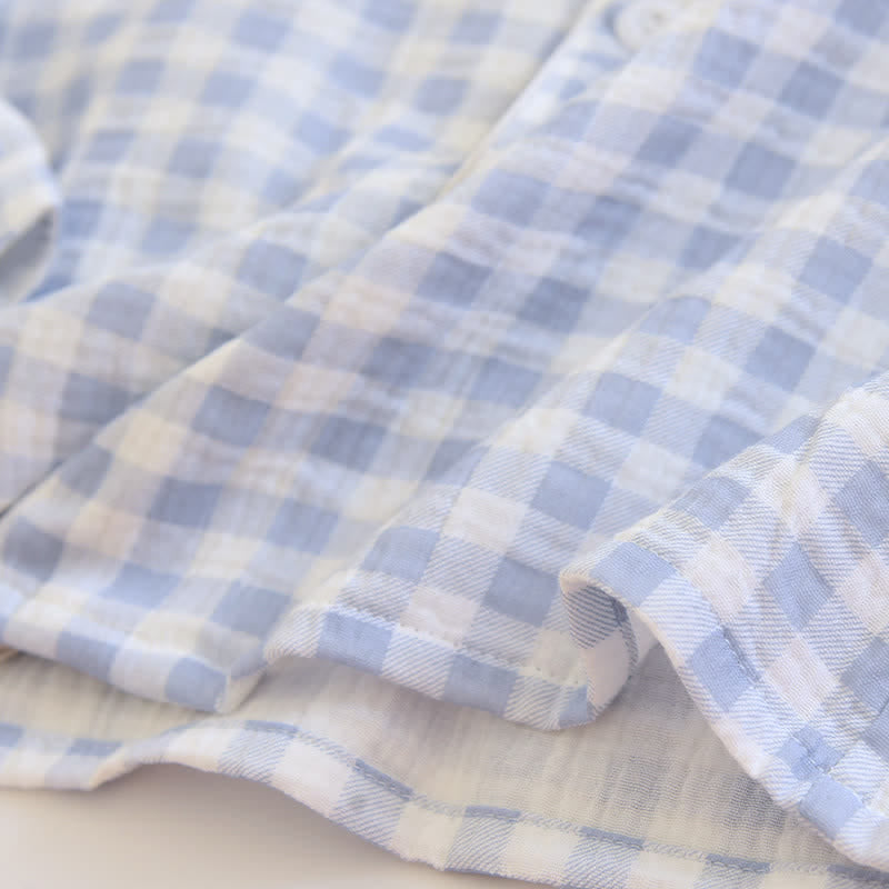 Ownkoti Matching Couples Plaid Cotton Gauze Pajamas - image 17