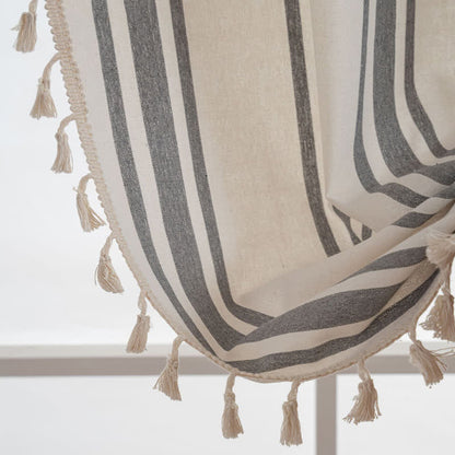 Ownkoti Gray & White Stripe Tassel Curtain - image 6