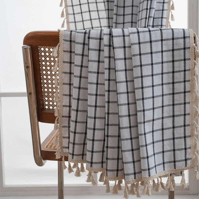 Ownkoti Minimalist Black White Grid Check Curtain - image 4