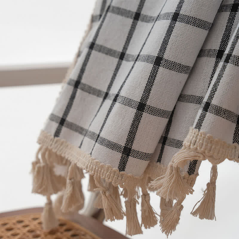 Ownkoti Minimalist Black White Grid Check Curtain - image 8