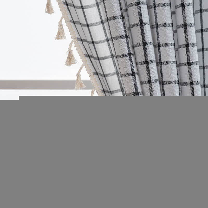 Ownkoti Minimalist Black White Grid Check Curtain - image 7