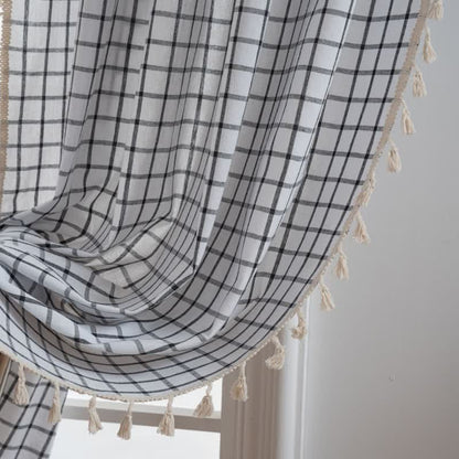 Ownkoti Minimalist Black White Grid Check Curtain - image 3