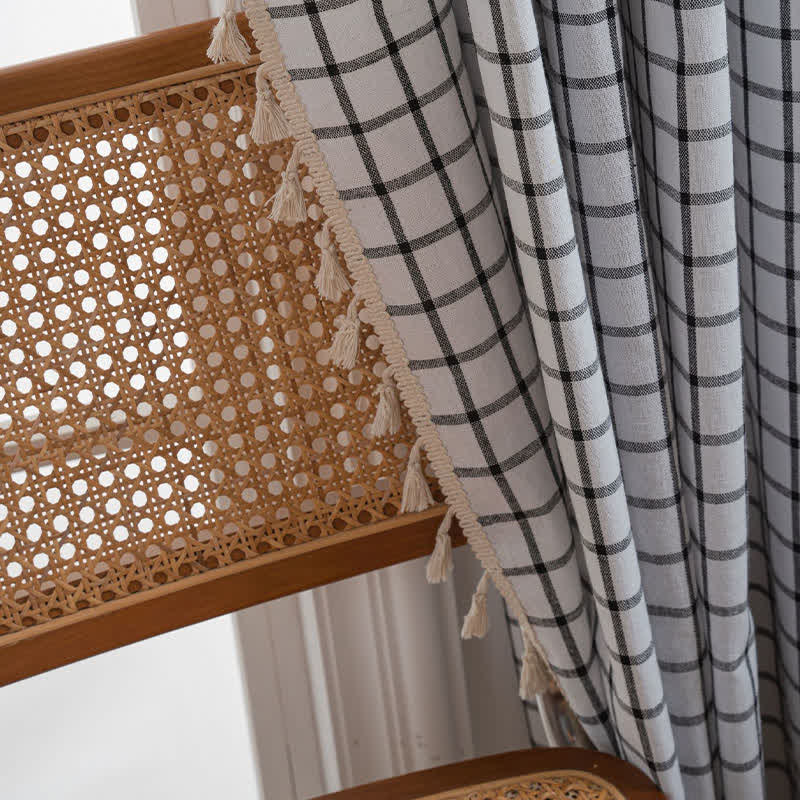 Ownkoti Minimalist Black White Grid Check Curtain - image 5