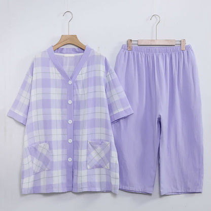 Ownkoti Plaid Cotton Gauze Button-Front Pajama Set - image 15