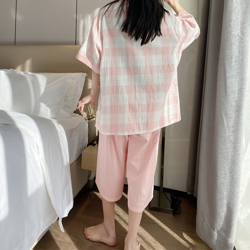 Ownkoti Plaid Cotton Gauze Button-Front Pajama Set - image 6
