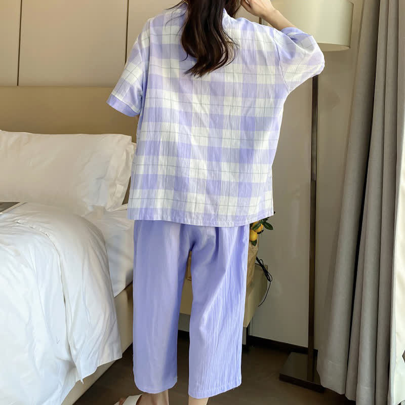 Ownkoti Plaid Cotton Gauze Button-Front Pajama Set - image 14