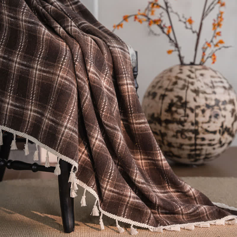 Ownkoti Vintage Style Plaid Tassel Curtain - image 12