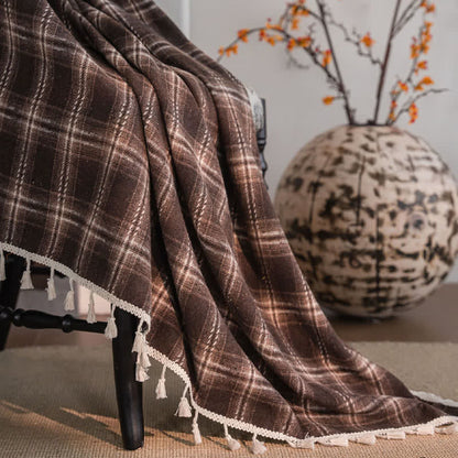 Ownkoti Vintage Style Plaid Tassel Curtain - image 12