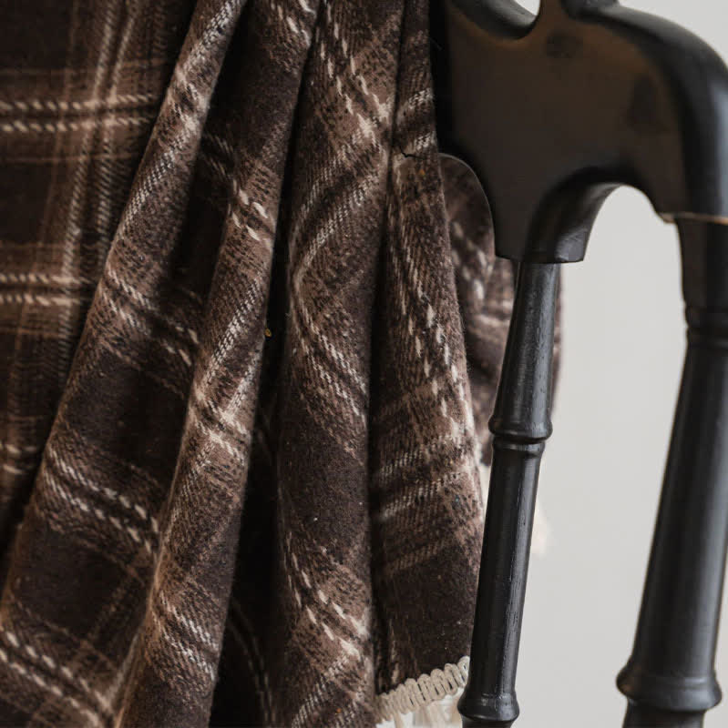 Ownkoti Vintage Style Plaid Tassel Curtain - image 14