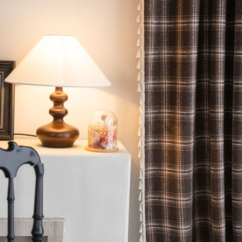 Ownkoti Vintage Style Plaid Tassel Curtain - image 7