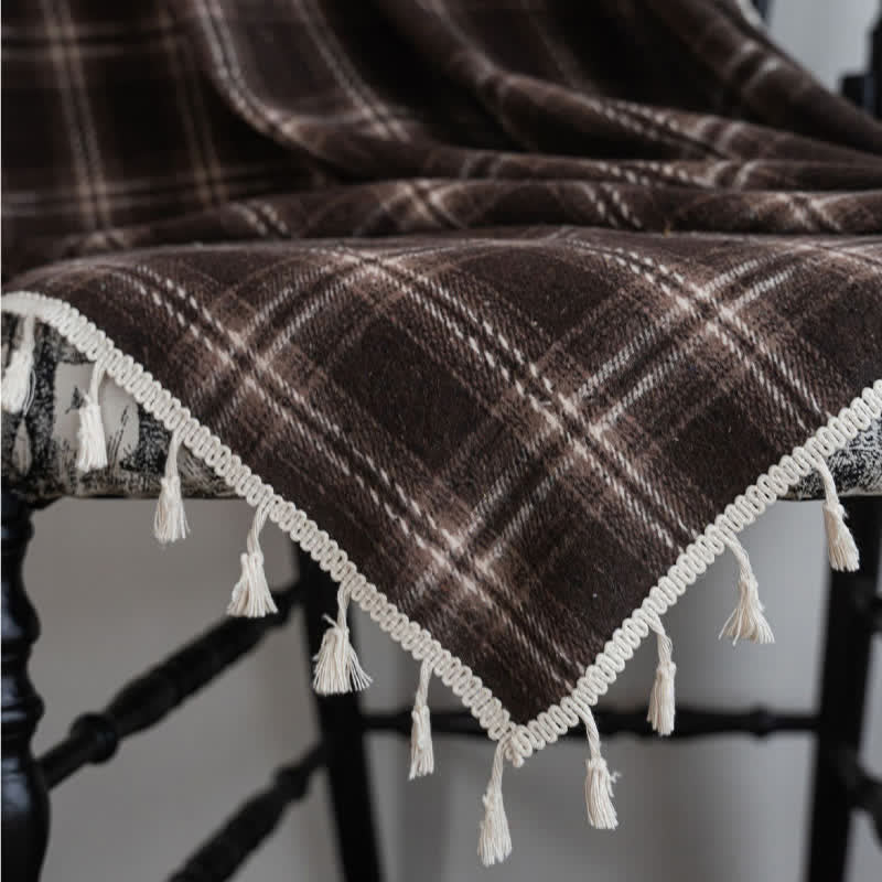 Ownkoti Vintage Style Plaid Tassel Curtain - image 13