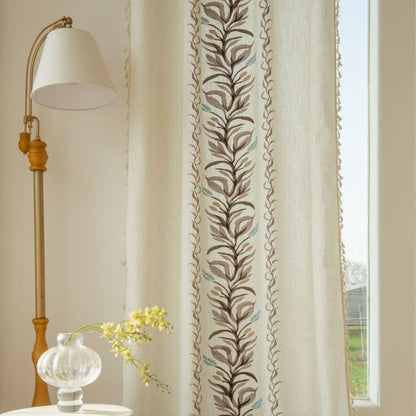 Ownkoti Daffodil Floral Light  Filtering Curtain with Tassels - image 2