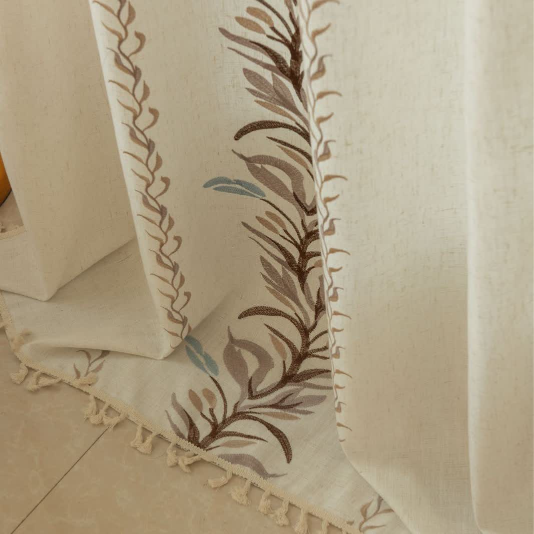 Ownkoti Daffodil Floral Light  Filtering Curtain with Tassels - image 4