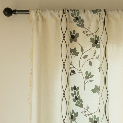 Ownkoti Floral Vine Light  Filtering Curtain with Tassels - image 12