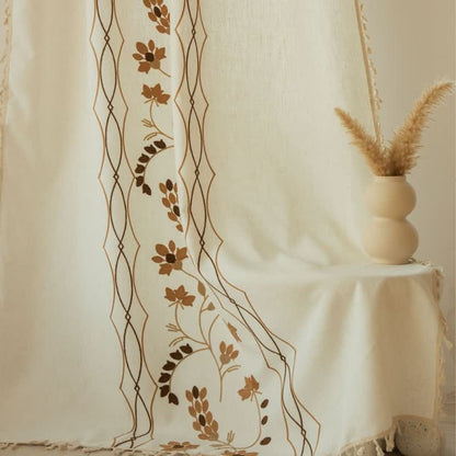 Ownkoti Floral Vine Light  Filtering Curtain with Tassels - image 3