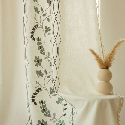 Ownkoti Floral Vine Light  Filtering Curtain with Tassels - image 11