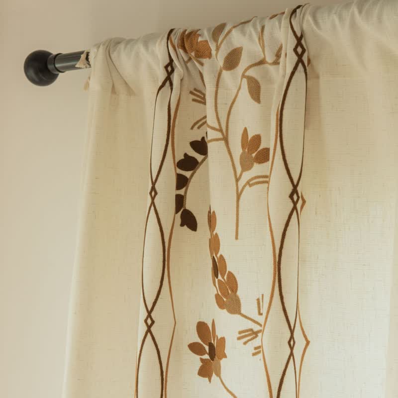 Ownkoti Floral Vine Light  Filtering Curtain with Tassels - image 4